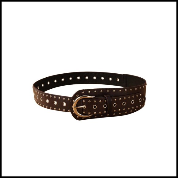 Studded PU Leather Belt Punk Western Y2K Vintage Cowgirl Waist Accessory